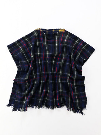 Indian Merino Cashmere Poncho navy