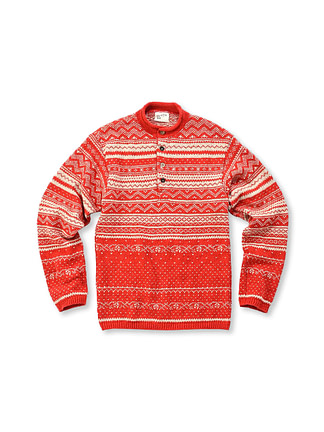 Nordic Cotton Jacquard 908 Henley Red Base