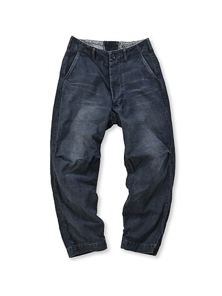 Indigo Okome Cotton Satin 908 Chi-rgo Pants Kageiro Nando
