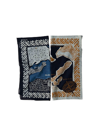 Indigo Cotton Selvedge Map Bandana