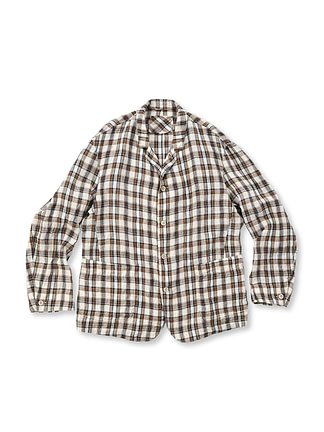 Indian Linen Shirt Jacket (MEN) Brown x Saxe