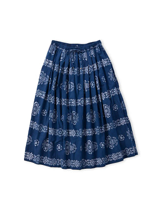 Ai Indian Khadi Cotton Block Print Stripe Flower Skirt
