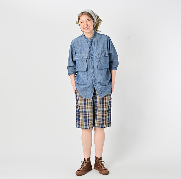 Indian Linen Madras Short Pants Female Model