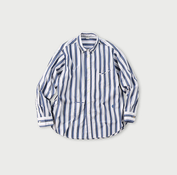 No.180 Miko 908 Ocean Button Down Shirt Navy Stripe