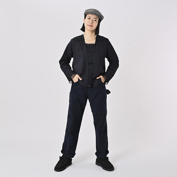 Indian Khadi Sailor Collar Blouse Female Model