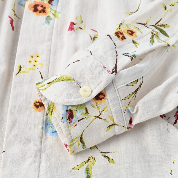 Indian Khadi Next to Spring Print Ocean Tuck Blouse Detail