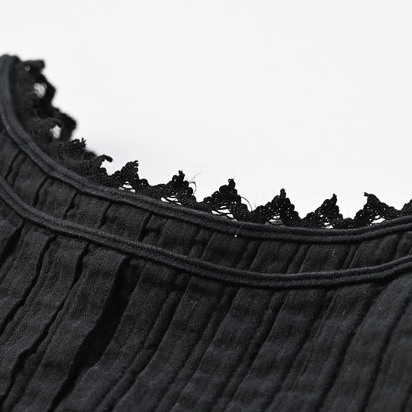 Dobby Stripe Tuck Flare Dress Detail