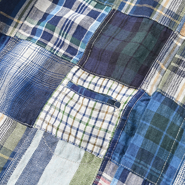 Indian Linen Patchwork 908 Loafer Hiyoku Shirt Detail
