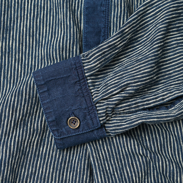 Indigo Hickory Tenjiku Grandpa Pull Shirt Detail