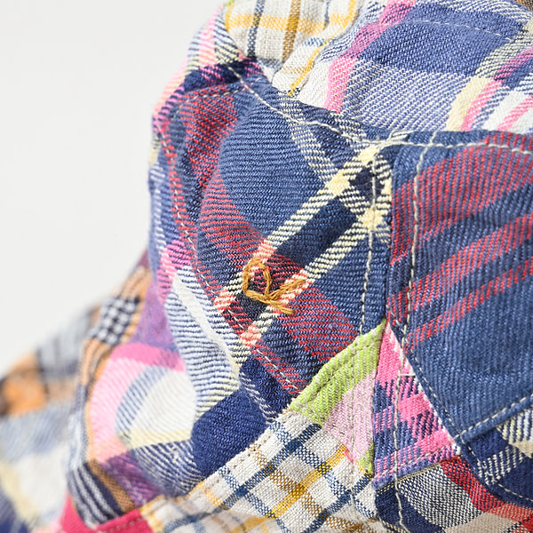 Indian Linen Madras Patchwork Hat Detail