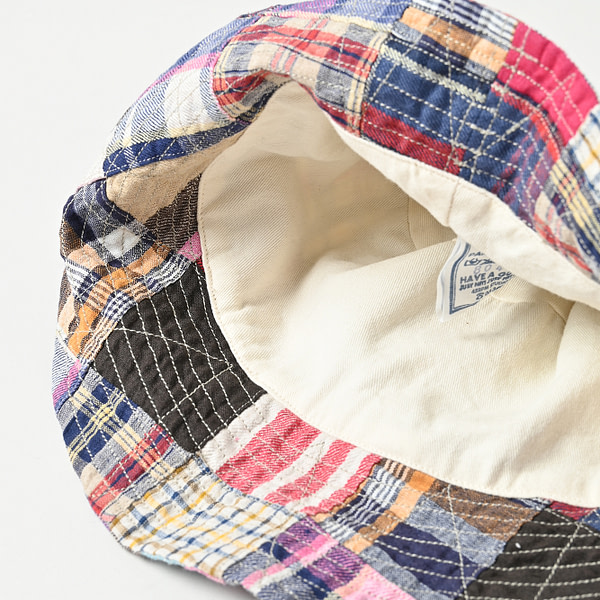 Indian Linen Madras Patchwork Hat Detail