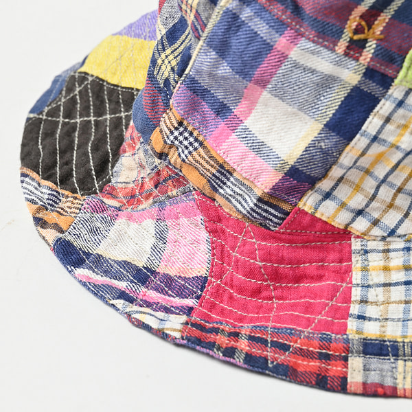 Indian Linen Madras Patchwork Hat Detail
