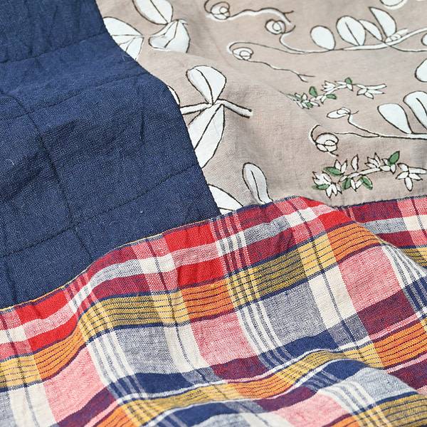 Indian Linen Patchwork Quilting 45 Tote Bag Detail