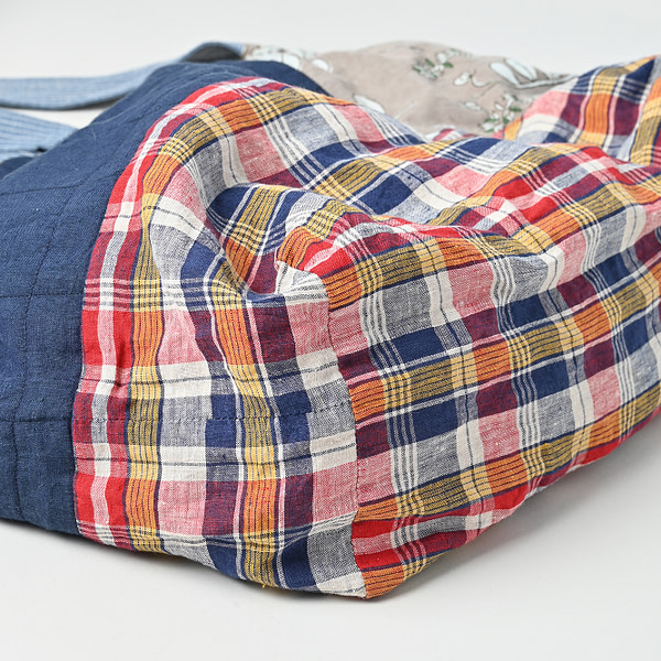 Indian Linen Patchwork Quilting 45 Tote Bag Detail