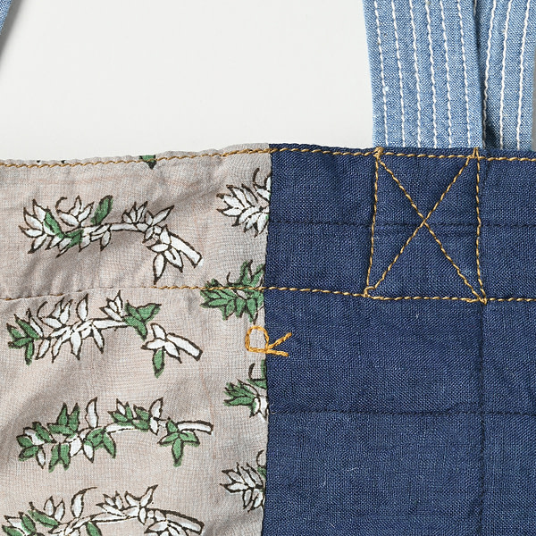Indian Linen Patchwork Quilting 45 Tote Bag Detail