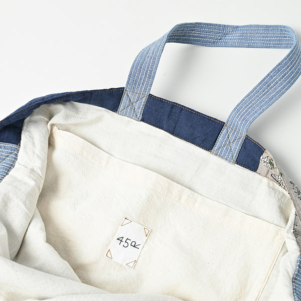Indian Linen Patchwork Quilting 45 Tote Bag Detail