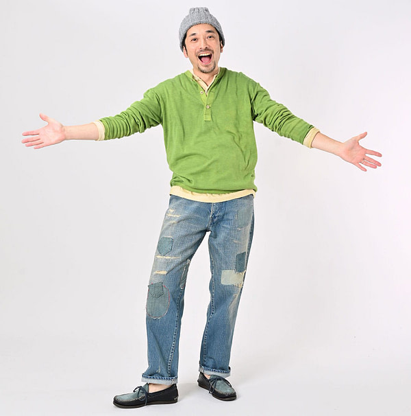 Plant Dyed Whole Super Gauze 908 Henley Male Model