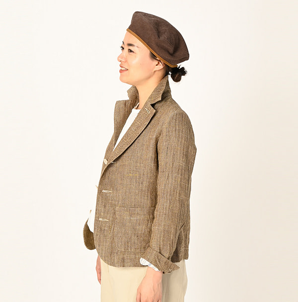 Linen Tweed Square Jacket Female Model