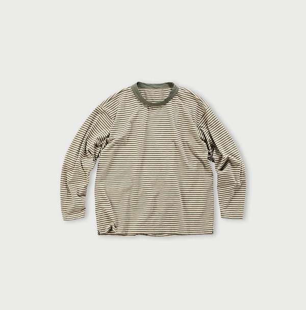 4545 Cotton Stripe 908 Ocean T-shirt Sandy Khaki Stripe
