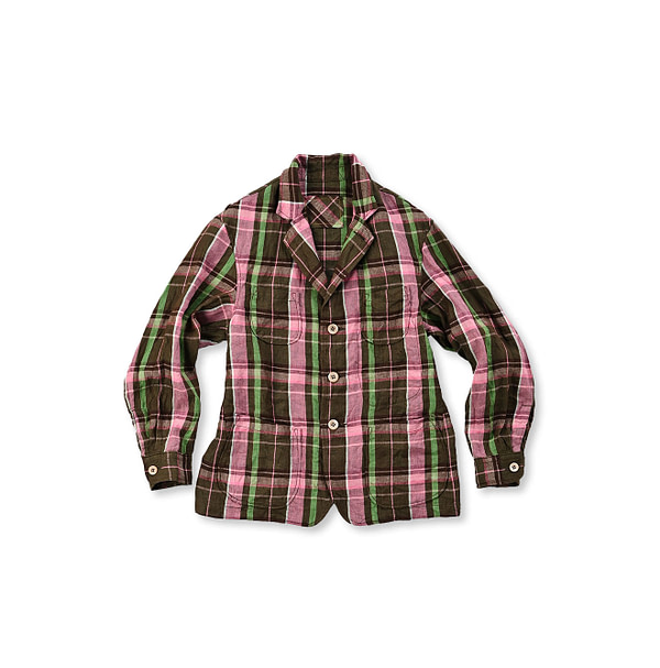 Indian Linen Twill 908 Shirt Jacket Brown x Green