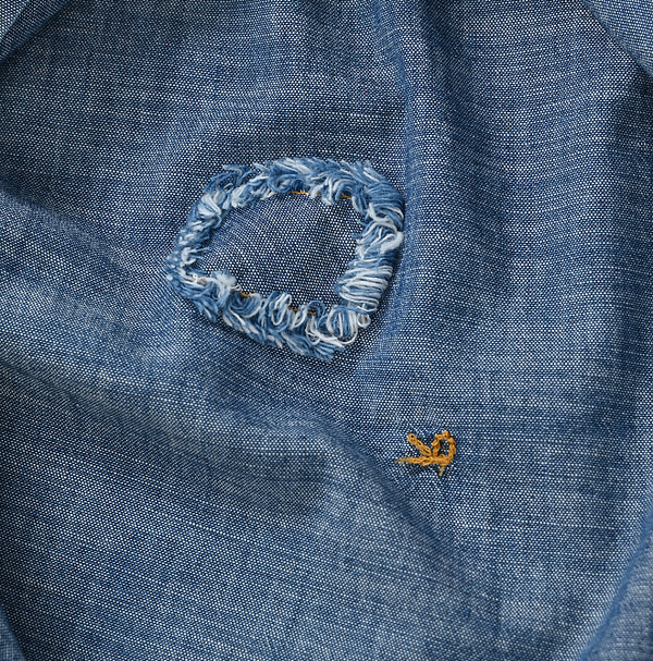 Dungaree Cotton Cutwork Blouse Detail