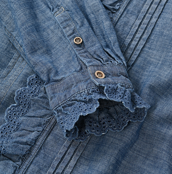 Dungaree Cotton Cutwork Blouse Detail