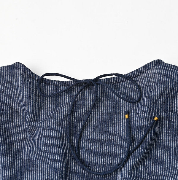 Indigo Fuwafuwa Double Woven Tiered Blouse Detail