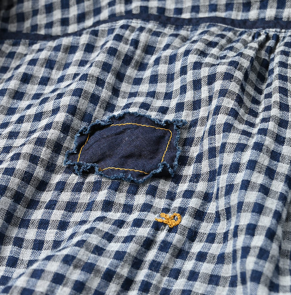 Indigo Fuwafuwa Double Woven Tiered Blouse Detail