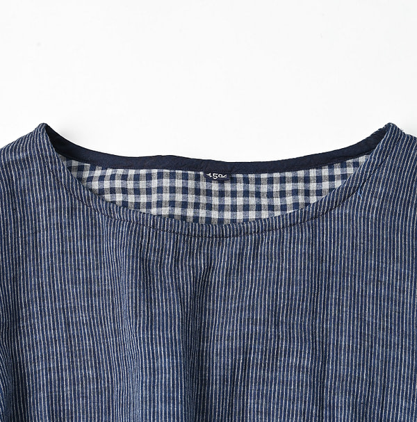 Indigo Fuwafuwa Double Woven Tiered Blouse Detail