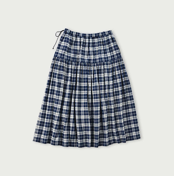 Indigo Fuwafuwa Double Woven Tiered Skirt Back