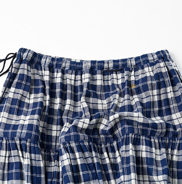Indigo Fuwafuwa Double Woven Tiered Skirt Detail