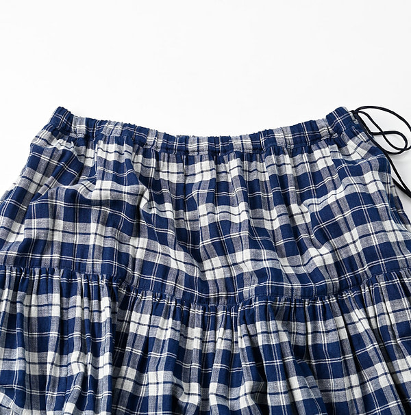 Indigo Fuwafuwa Double Woven Tiered Skirt Detail