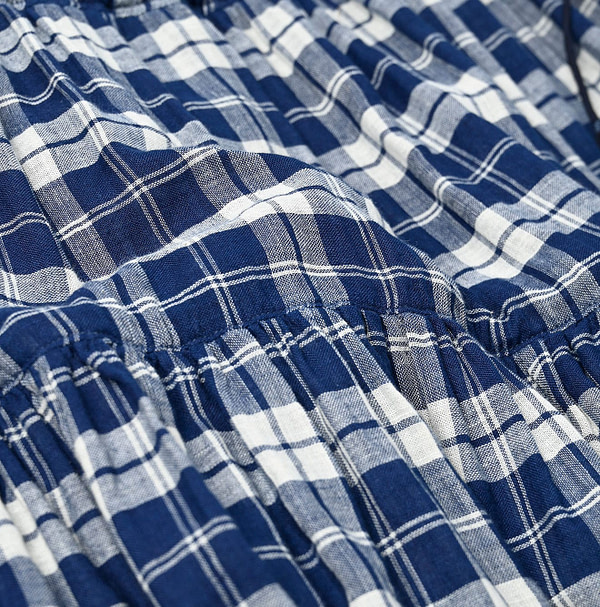 Indigo Fuwafuwa Double Woven Tiered Skirt Detail
