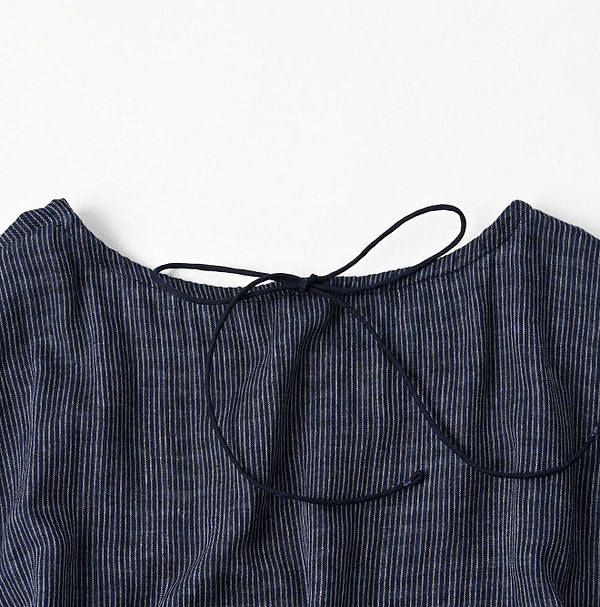 Indigo Fuwafuwa Double Woven Tiered Dress Detail