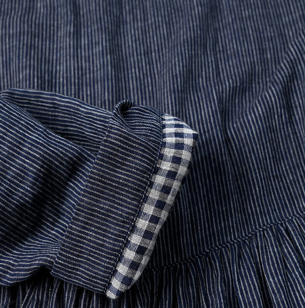 Indigo Fuwafuwa Double Woven Tiered Dress Detail