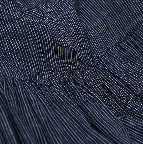 Indigo Fuwafuwa Double Woven Tiered Dress Detail