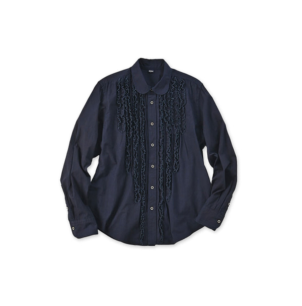 Indigo Supima Organic Baptiste Frill Petit Loafer Shirt Indigo