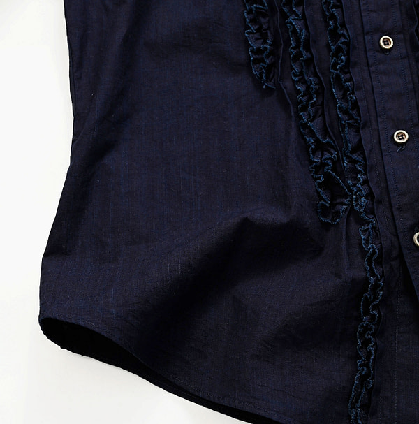 Indigo Supima Organic Baptiste Frill Petit Loafer Shirt Detail