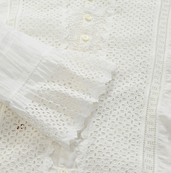 Indian Khadi Cutwork Blouse Detail