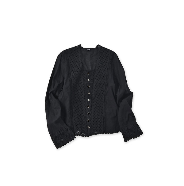 Indian Khadi Cutwork Blouse Black