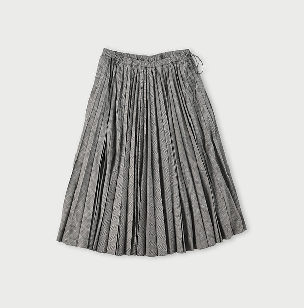 Supima Organic Baptiste Pleats Easy Skirt Glen Check