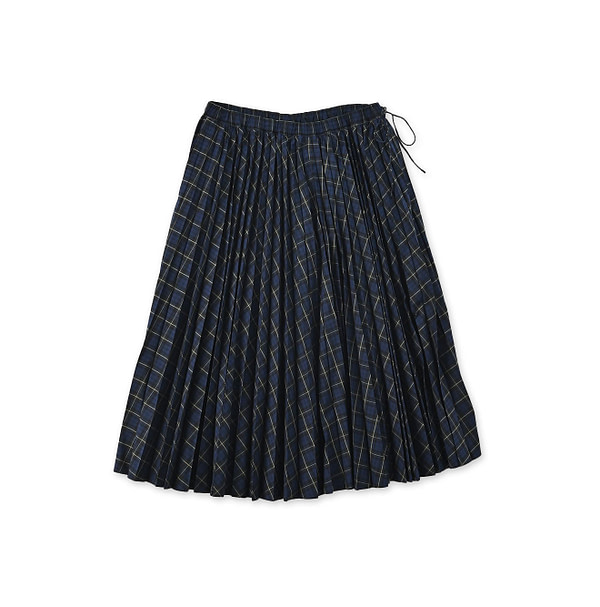 Supima Organic Baptiste Pleats Easy Skirt Black Watch