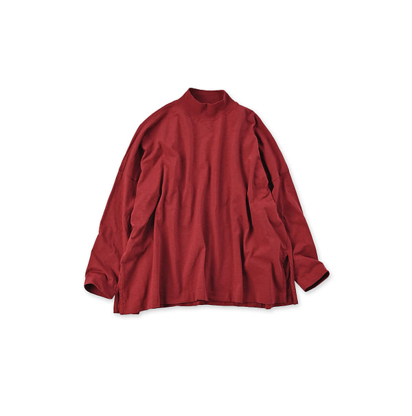 Dozume Tenjiku Yock Neck Big Slit T-shirt Red