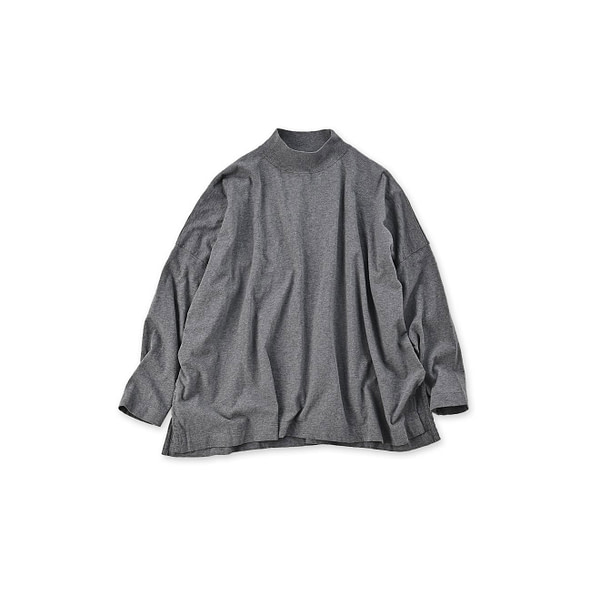 Top Dozume Tenjiku Yock Neck Big Slit T-shirt Charcoal Top