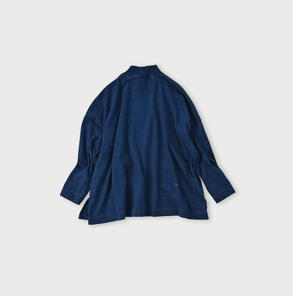 Indigo Dozume Tenjiku Yock Neck Big Slit T-shirt Back