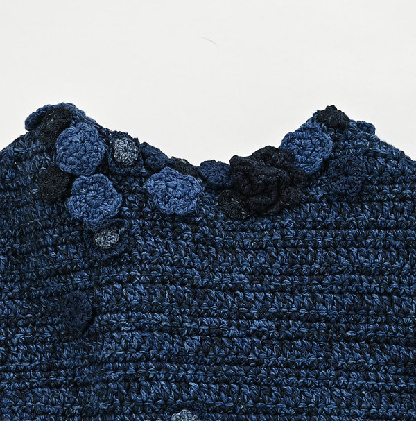 Indigo Crochet Flower Bolero Detail