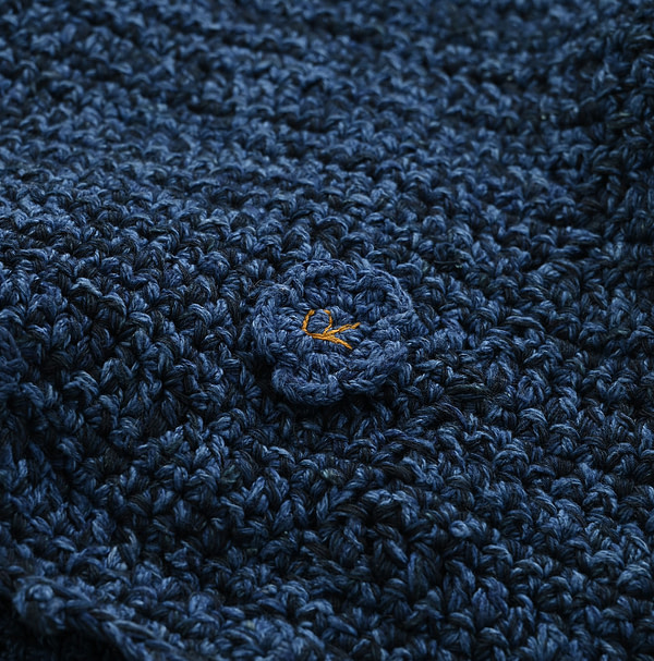 Indigo Crochet Flower Bolero Detail