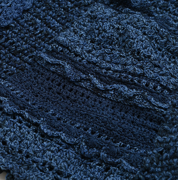 Indigo Crochet Flower Bolero Detail