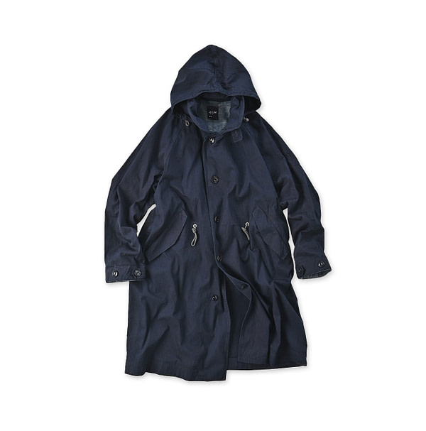 Indigo Thin High Density Gaba 908 Mods Soutien Collar Coat Indigo