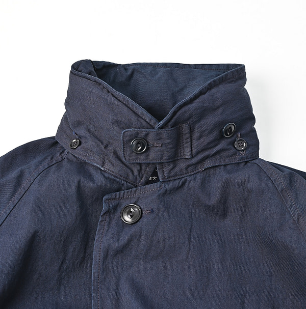 Indigo Thin High Density Gaba 908 Mods Soutien Collar Coat Detail